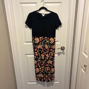 J. Jill Black and Floral Maxi Dress